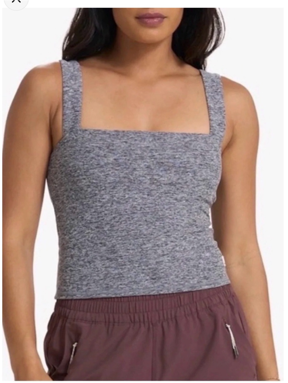 Vuori Elevation Square Neck Tank Heather Gray Women X Small Athleisure NEW
